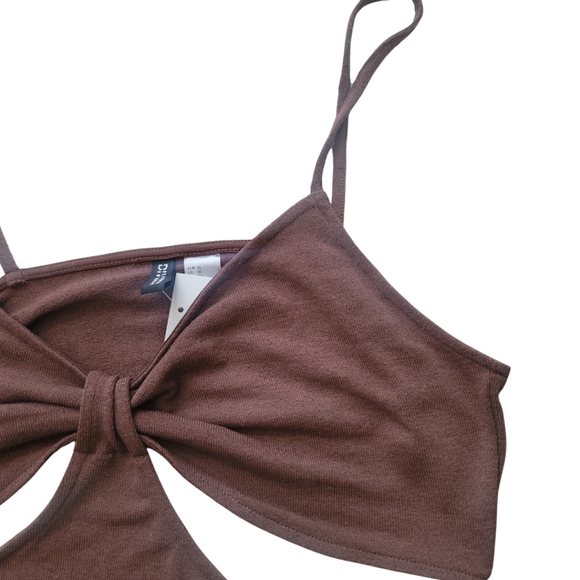 H&M Divided Cut Out Stretchy Soft Summer Dress in Brown Size XL New with… - Picture 4 of 9